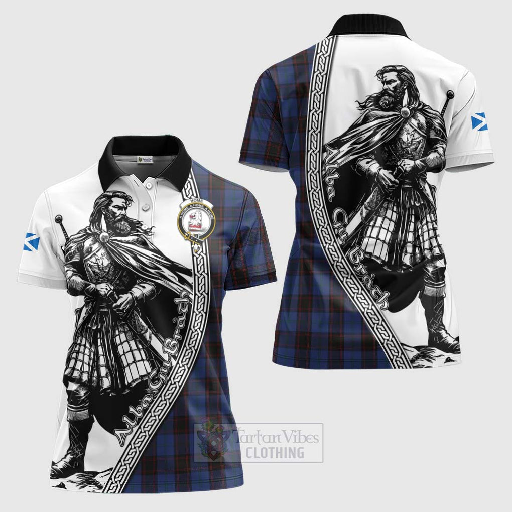 Tartan Vibes Clothing Home (Hume) Tartan Clan Crest Women's Polo Shirt with Highlander Warrior Celtic Style