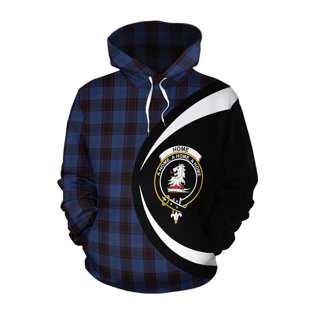 Tartan Vibes Clothing Home (Hume) Tartan Cotton Hoodie with Family Crest Circle Style