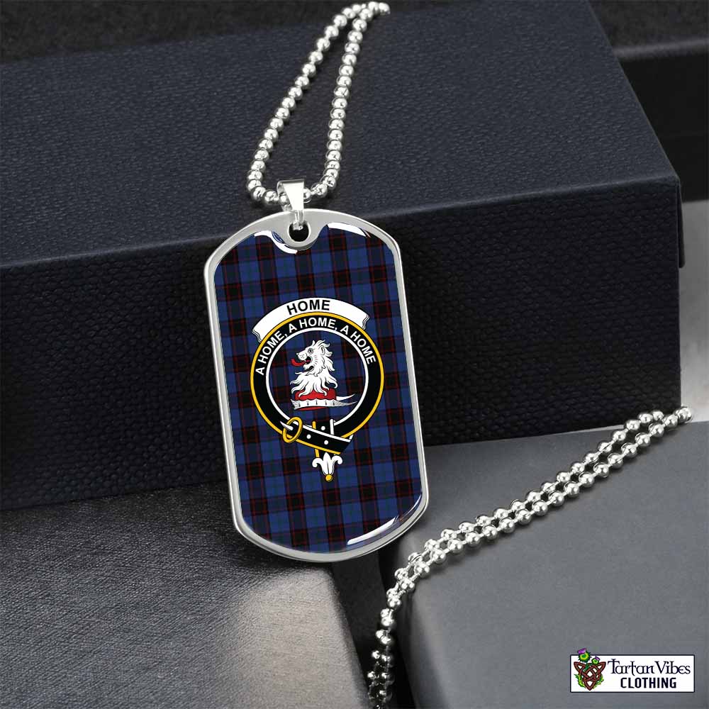 Tartan Vibes Clothing Home (Hume) Tartan Dog Tag Necklace with Family Crest