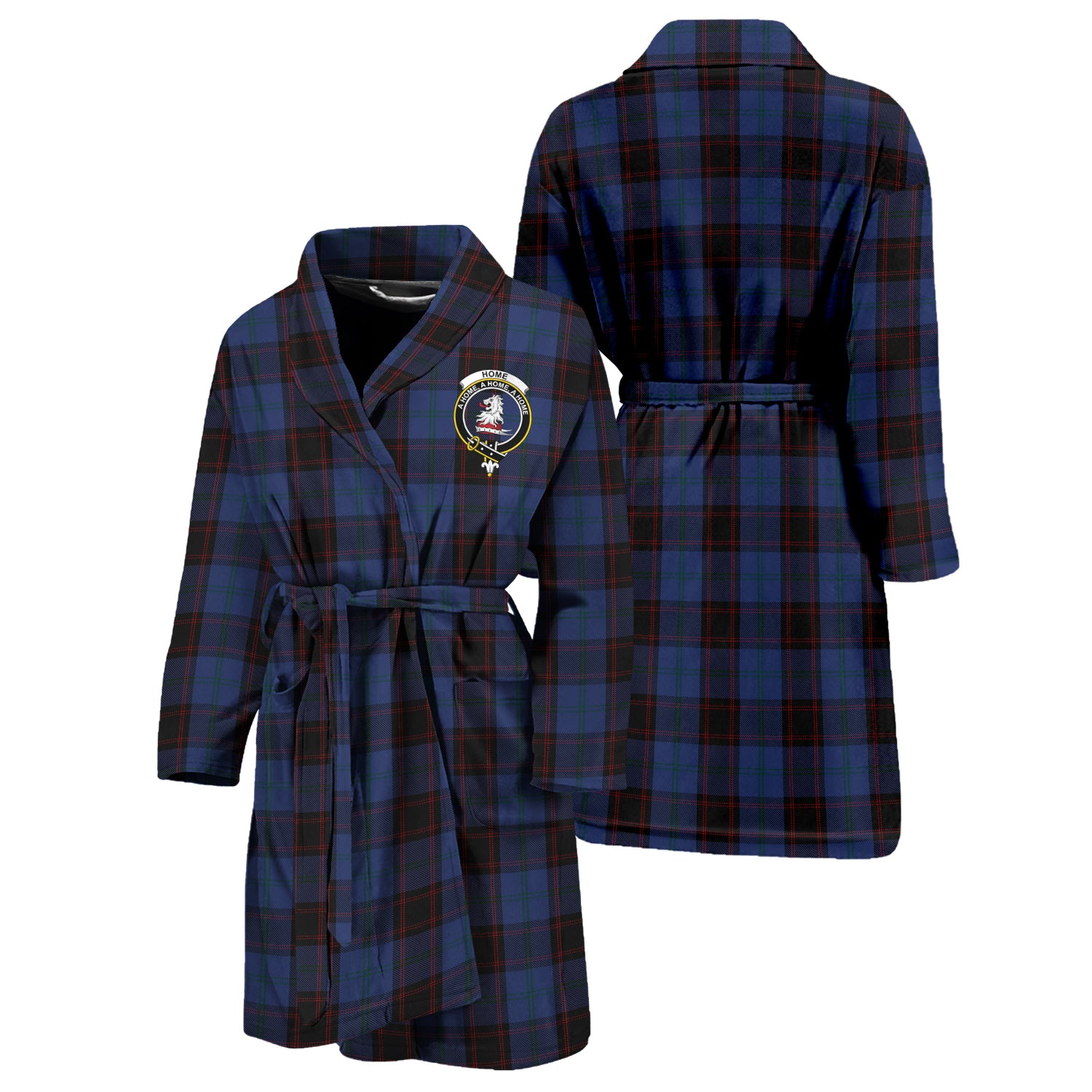 Home (Hume) Tartan Bathrobe with Family Crest Unisex S - Tartan Vibes Clothing