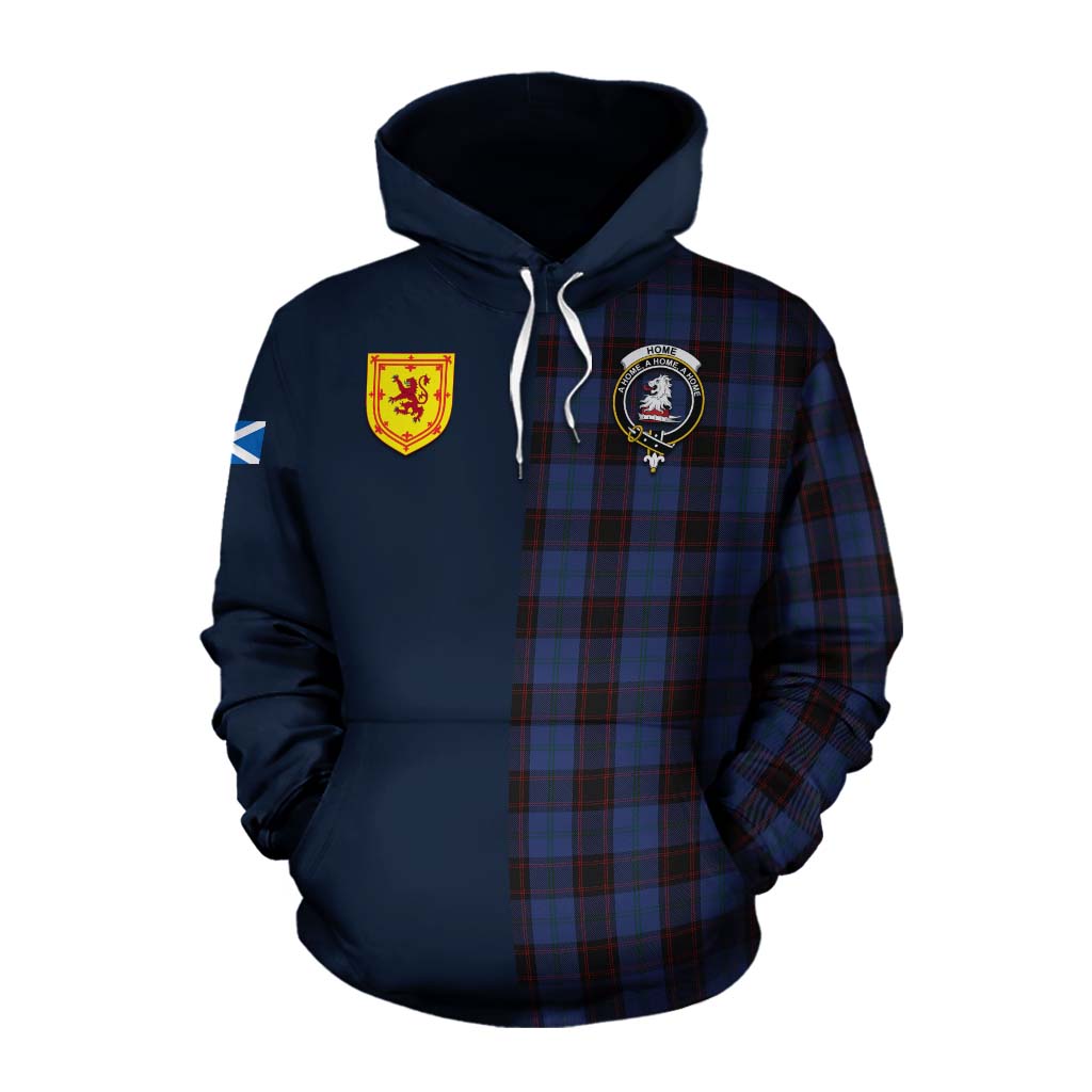 Tartan Vibes Clothing Home (Hume) Tartan Cotton Hoodie Alba with Scottish Lion Royal Arm Half Style