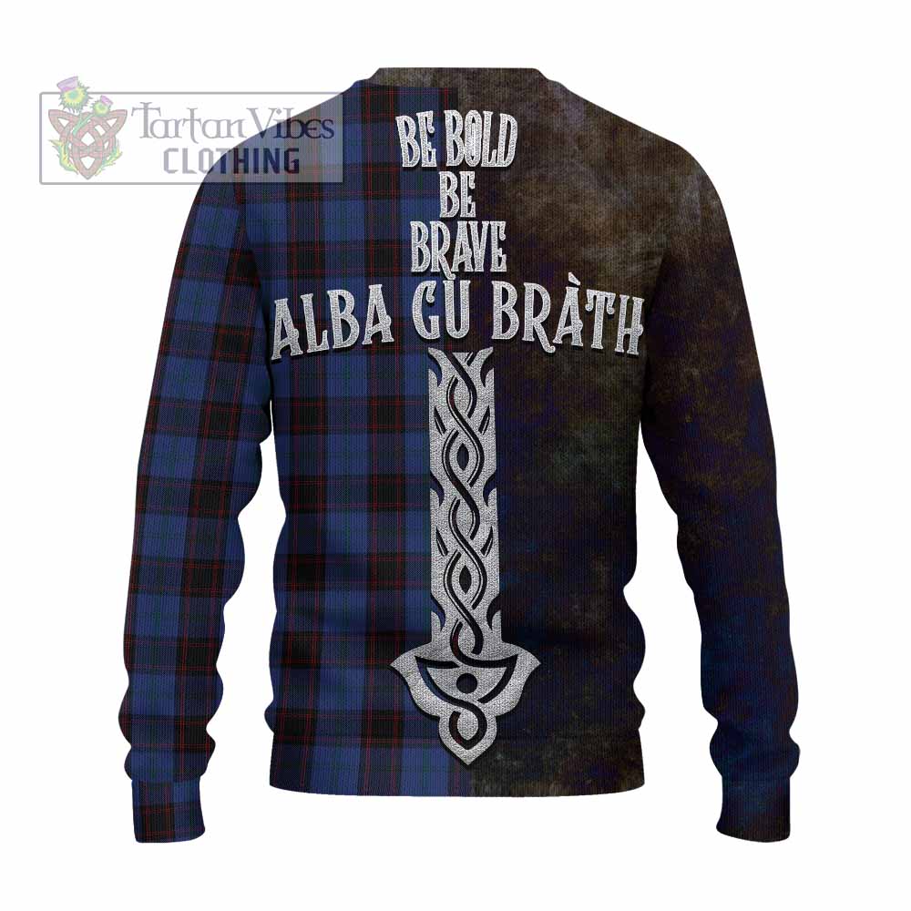 Home (Hume) Tartan Family Crest Knitted Sweater Alba Gu Brath Be Brave Lion Ancient Style - Tartan Vibes Clothing