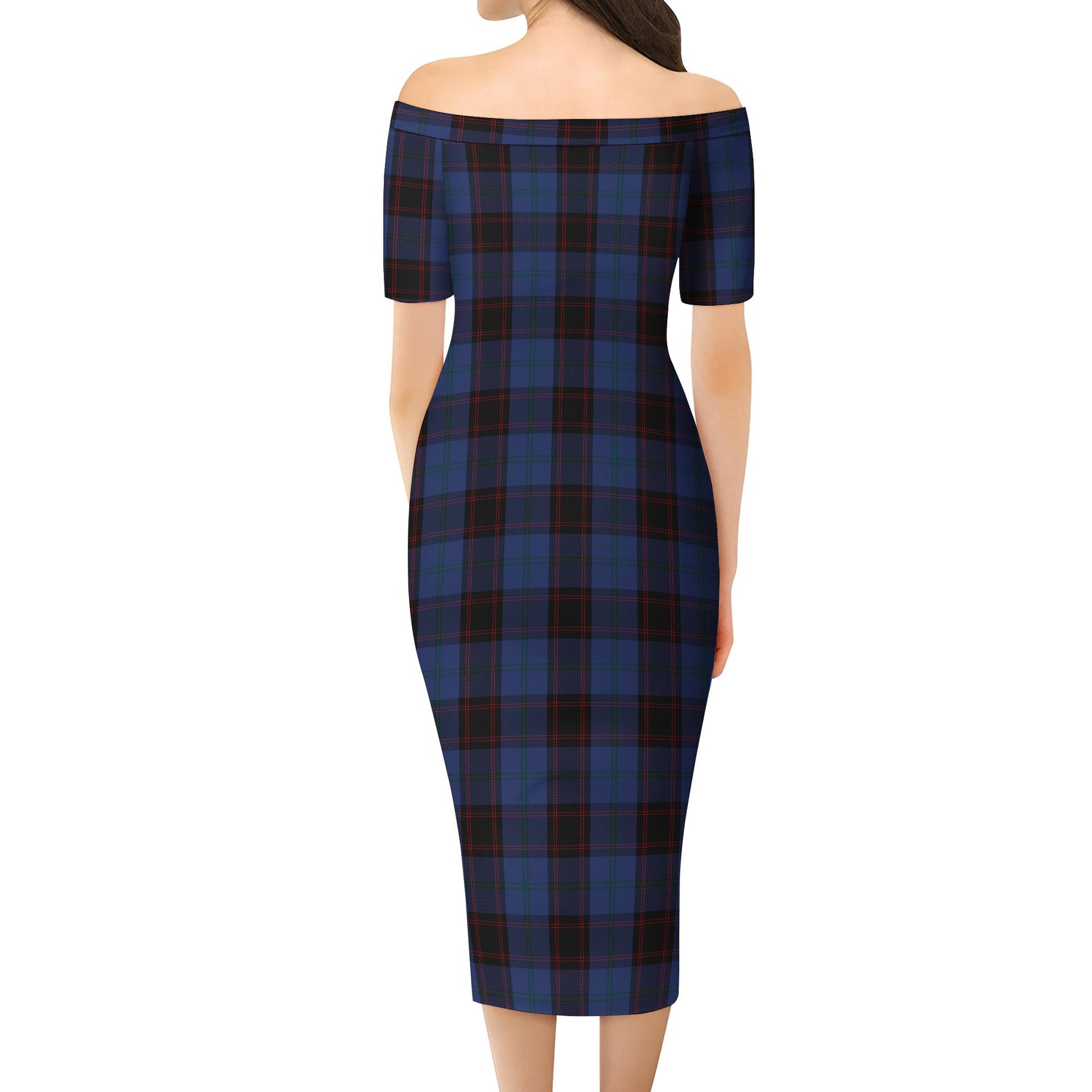 Home (Hume) Tartan Off Shoulder Lady Dress - Tartanvibesclothing