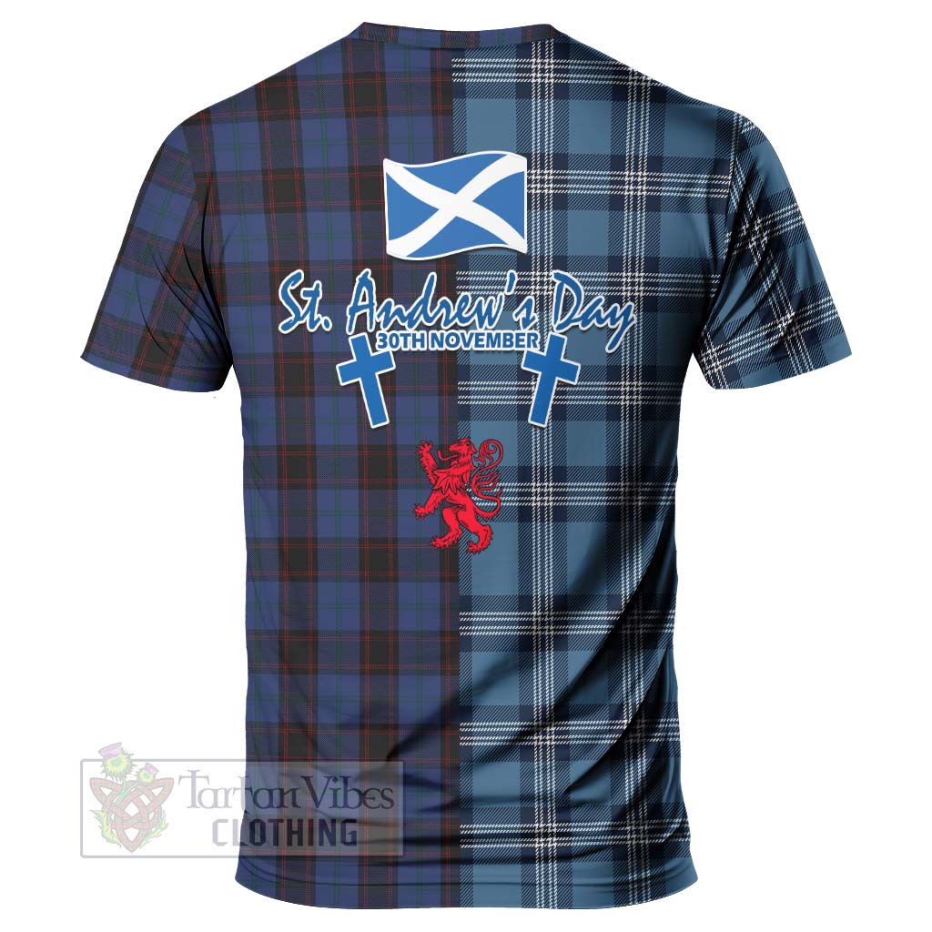 Tartan Vibes Clothing Home (Hume) Tartan T-Shirt Happy St. Andrew's Day Half Tartan Style