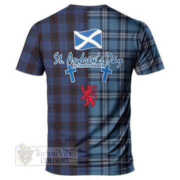 Home (Hume) Tartan T-Shirt Happy St. Andrew's Day Half Tartan Style