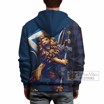 Home (Hume) Tartan Family Crest Hoodie with Scottish Majestic Lion