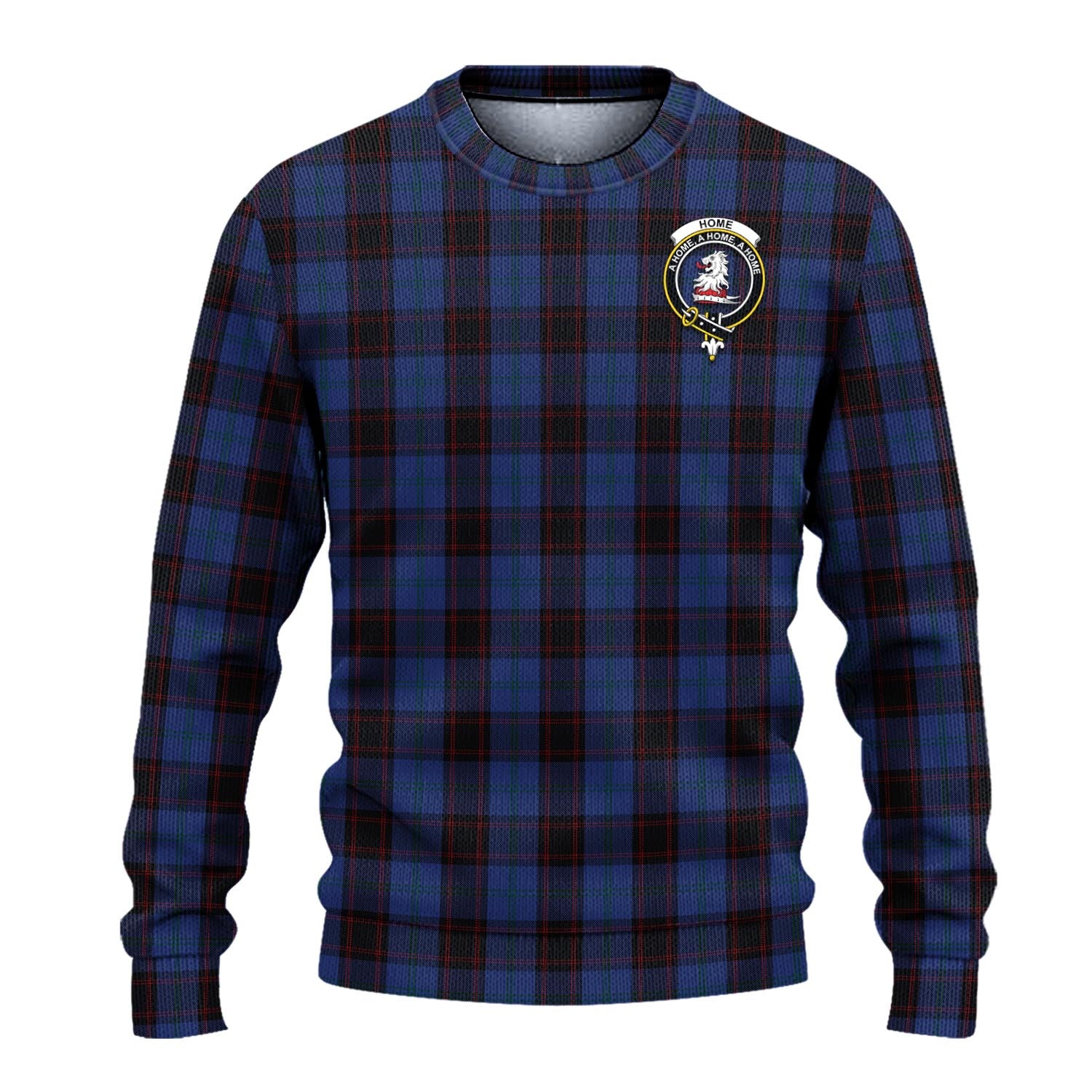 Home (Hume) Tartan Knitted Sweater with Family Crest - Tartanvibesclothing