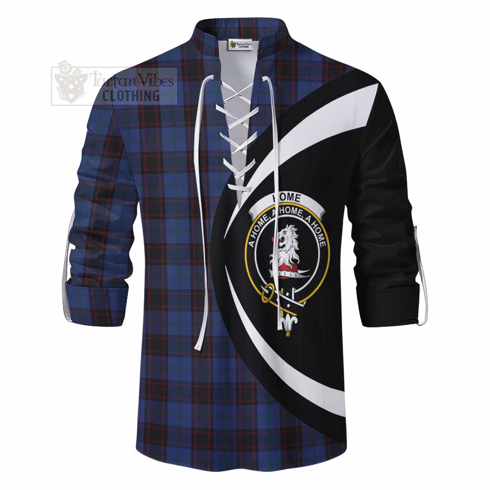 Tartan Vibes Clothing Home (Hume) Tartan Ghillie Kilt Shirt with Family Crest Circle Style