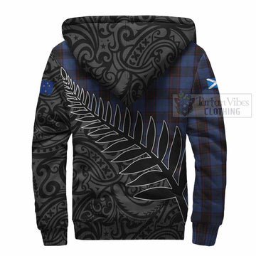 Home (Hume) Crest Tartan Sherpa Hoodie with New Zealand Silver Fern Half Style