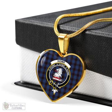 Home (Hume) Tartan Heart Necklace with Family Crest