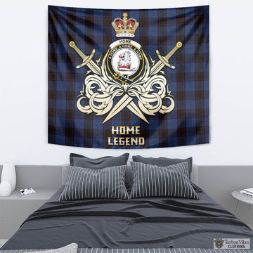 Home (Hume) Tartan Tapestry with Clan Crest and the Golden Sword of Courageous Legacy