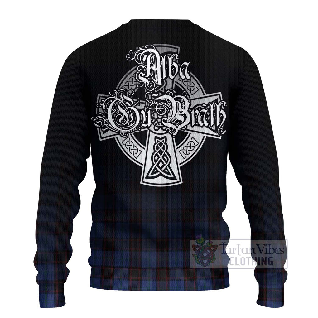 Tartan Vibes Clothing Home (Hume) Tartan Knitted Sweater Featuring Alba Gu Brath Family Crest Celtic Inspired