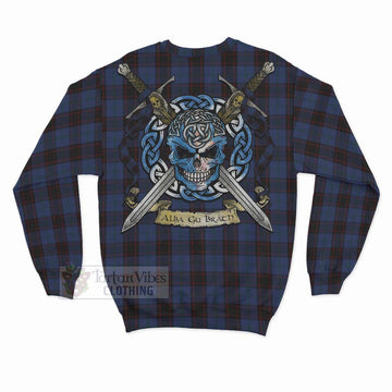 Home (Hume) Tartan Sweatshirt with Family Crest Celtic Skull Style