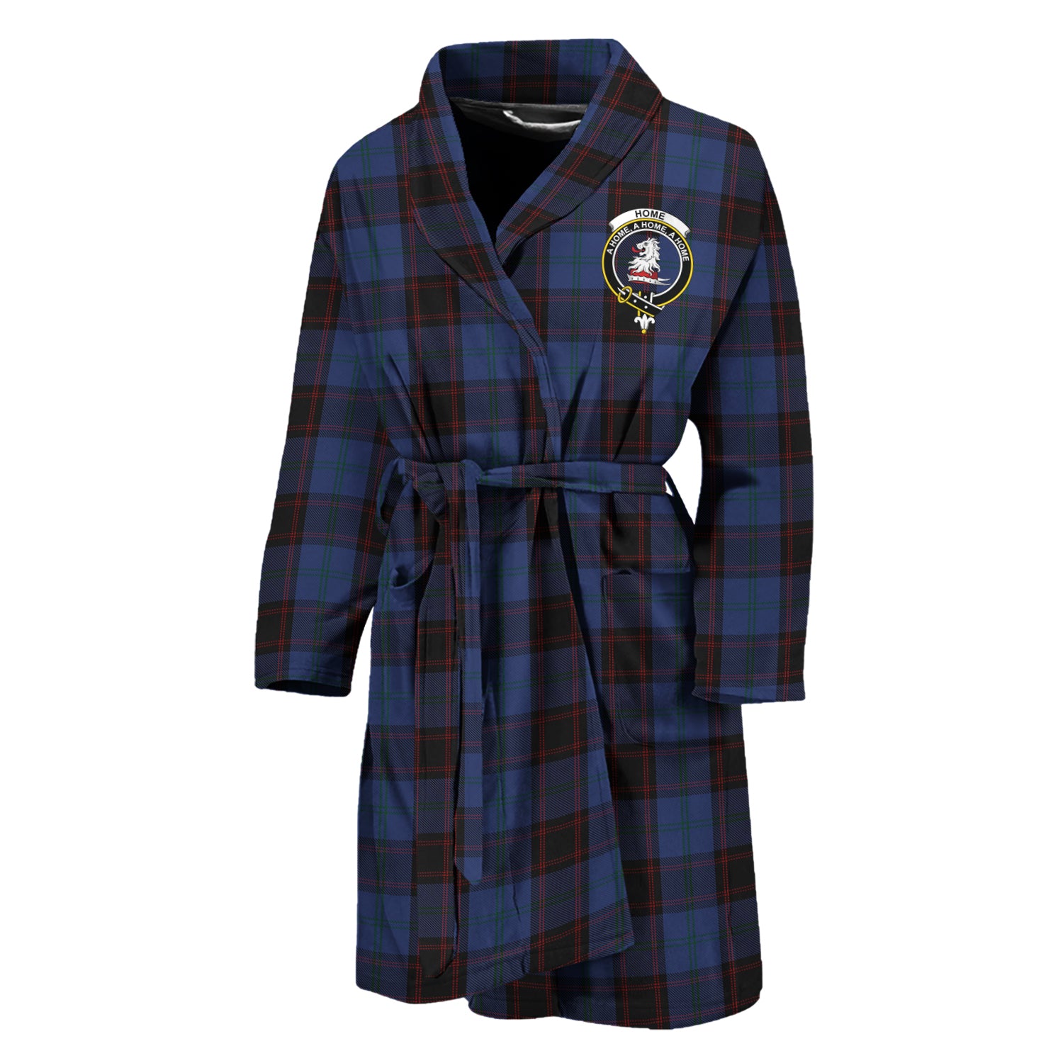 Home (Hume) Tartan Bathrobe with Family Crest Unisex M - Tartan Vibes Clothing