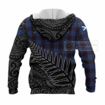 Home (Hume) Crest Tartan Knitted Hoodie with New Zealand Silver Fern Half Style