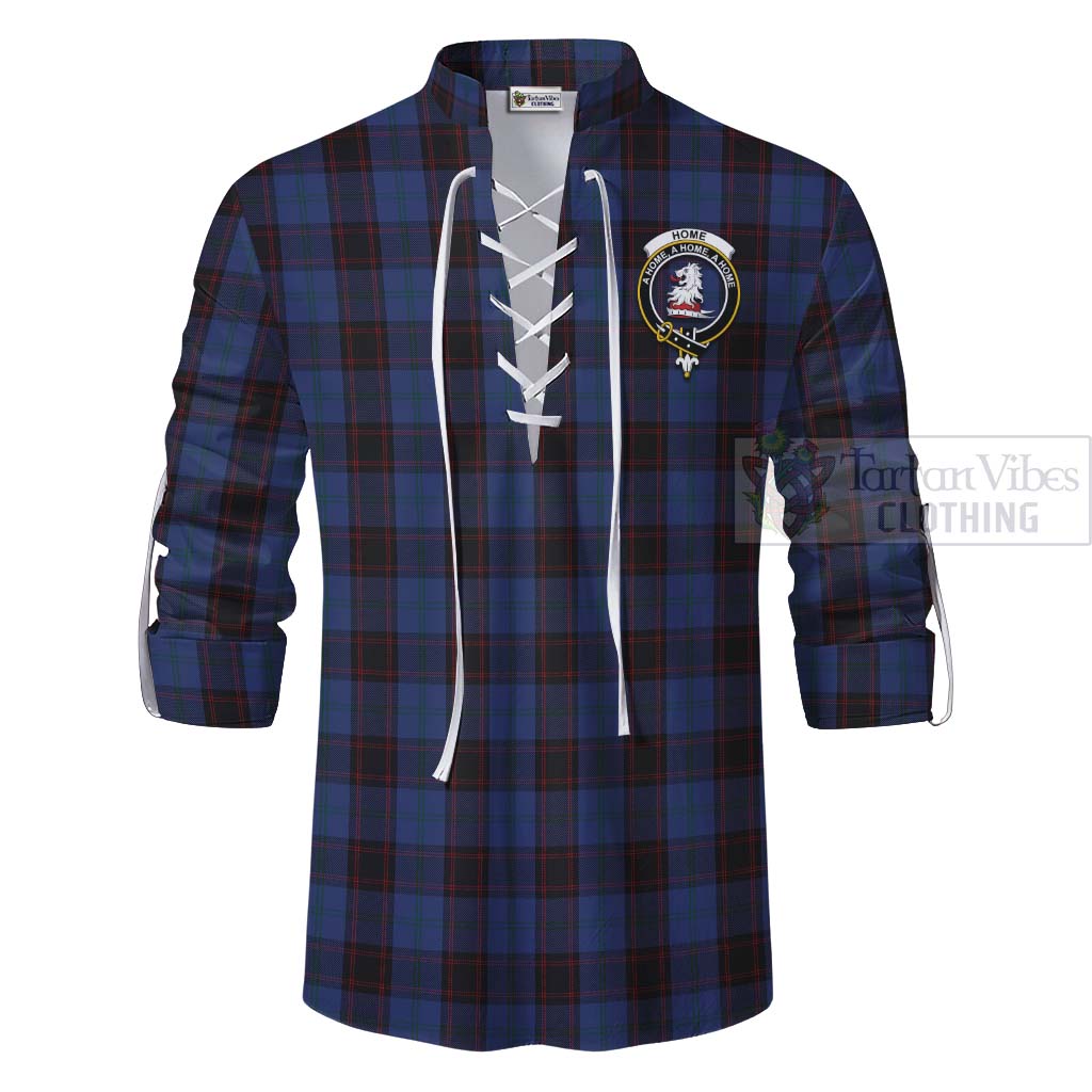 Tartan Vibes Clothing Home (Hume) Tartan Ghillie Kilt Shirt with Family Crest and Bearded Skull Holding Bottles of Whiskey