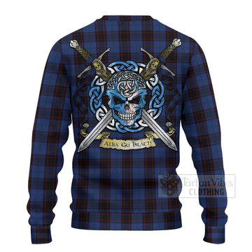 Home (Hume) Tartan Ugly Sweater with Family Crest Celtic Skull Style