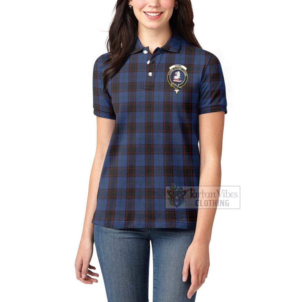 Tartan Vibes Clothing Home (Hume) Tartan Women's Polo Shirt with Family Crest Celtic Skull Style