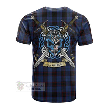 Home (Hume) Tartan Cotton T-shirt with Family Crest Celtic Skull Style