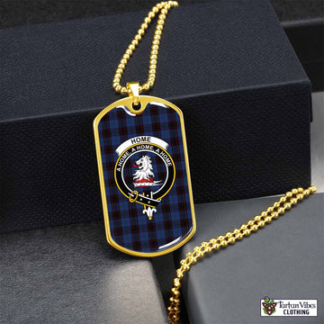 Home (Hume) Tartan Dog Tag Necklace with Family Crest