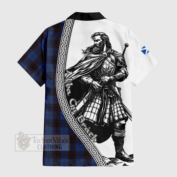 Home (Hume) Tartan Clan Crest Short Sleeve Button Shirt with Highlander Warrior Celtic Style