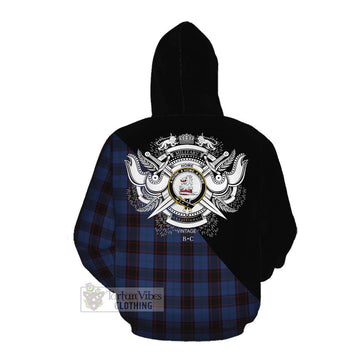 Home (Hume) Tartan Cotton Hoodie with Family Crest and Military Logo Style