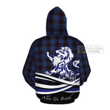 Home (Hume) Tartan Cotton Hoodie with Alba Gu Brath Regal Lion Emblem