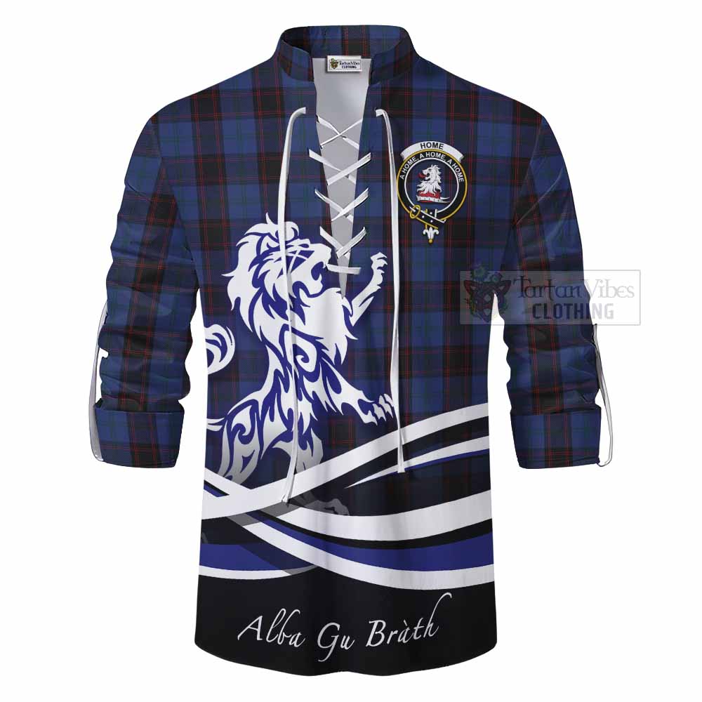 Tartan Vibes Clothing Home (Hume) Tartan Ghillie Kilt Shirt with Alba Gu Brath Regal Lion Emblem