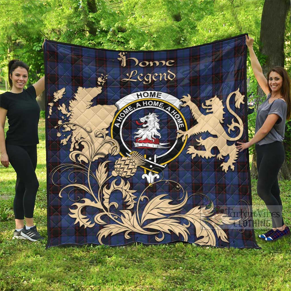 Tartan Vibes Clothing Home (Hume) Tartan Quilt with Family Crest and Scottish Symbol Style