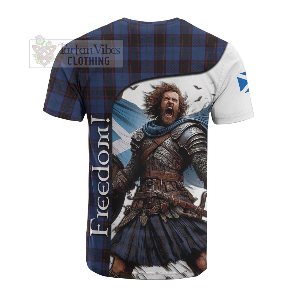 Tartan Vibes Clothing Home (Hume) Crest Tartan Cotton T-shirt Inspired by the Freedom of Scottish Warrior