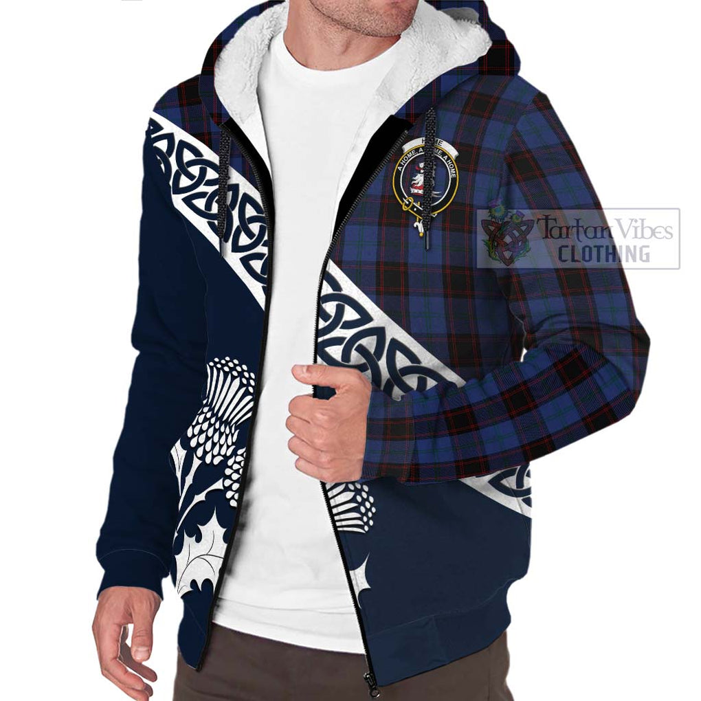 Tartan Vibes Clothing Home (Hume) Tartan Sherpa Hoodie Featuring Thistle and Scotland Map