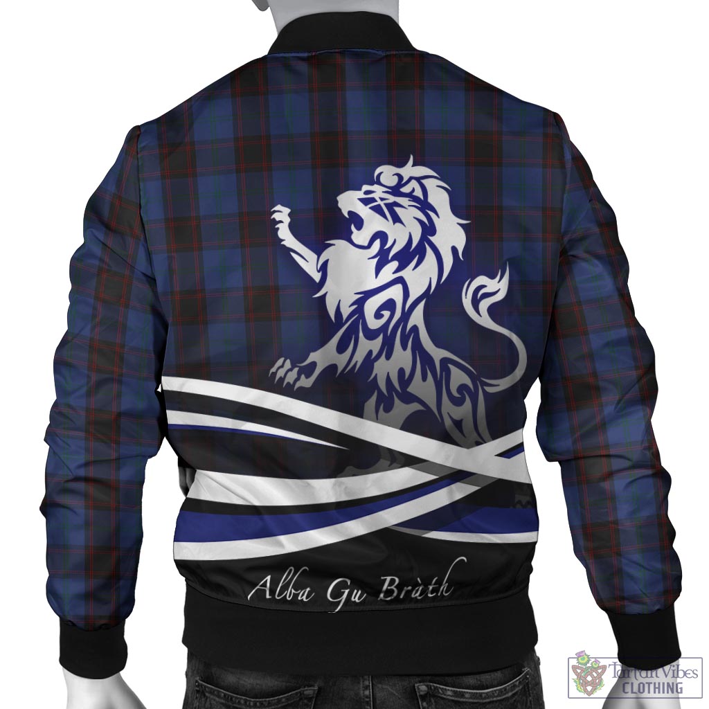 Tartan Vibes Clothing Home (Hume) Tartan Bomber Jacket with Alba Gu Brath Regal Lion Emblem