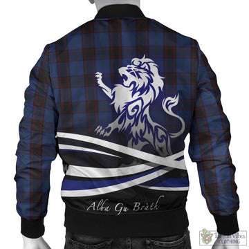 Home (Hume) Tartan Bomber Jacket with Alba Gu Brath Regal Lion Emblem