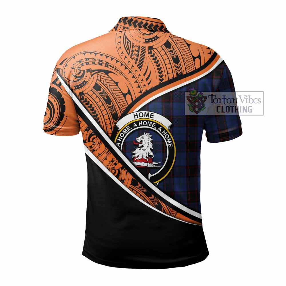 Tartan Vibes Clothing Home (Hume) Crest Tartan Polo Shirt with Maori Tattoo Style - Orange Version