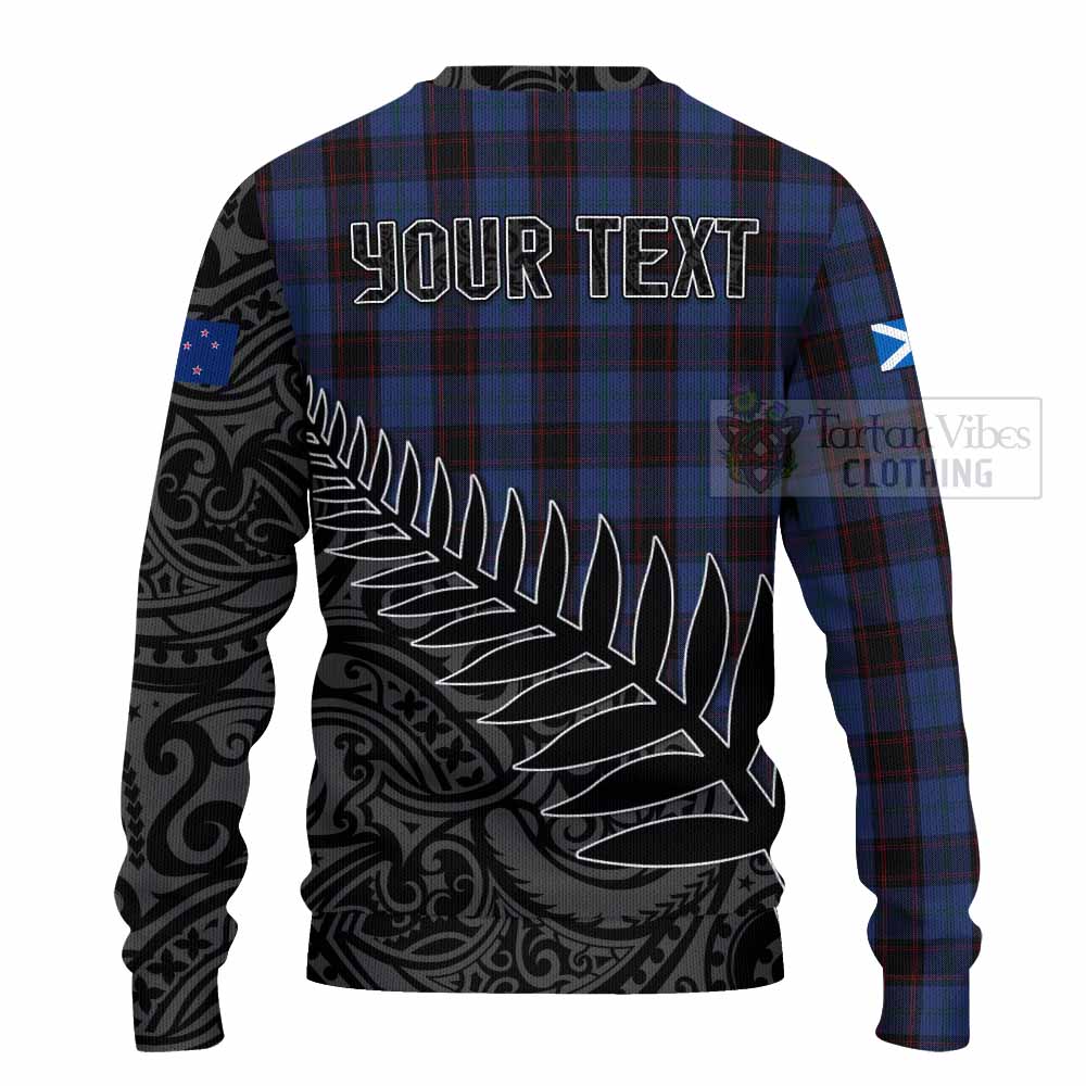 Tartan Vibes Clothing Home (Hume) Crest Tartan Knitted Sweater with New Zealand Silver Fern Half Style