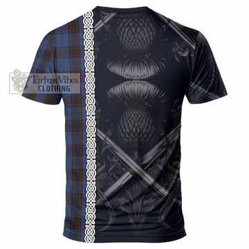 Home (Hume) Tartan T-Shirt with Family Crest Cross Sword Thistle Celtic Vibes