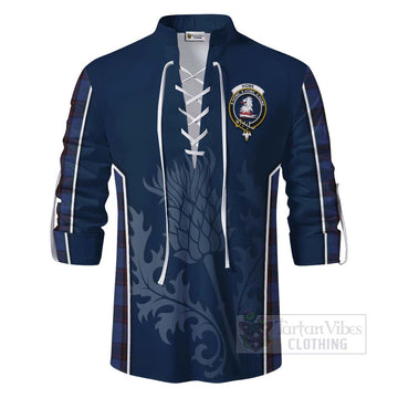 Home (Hume) Tartan Ghillie Kilt Shirt with Family Crest and Scottish Thistle Vibes Sport Style