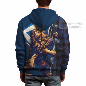 Home (Hume) Tartan Family Crest Hoodie with Scottish Majestic Lion