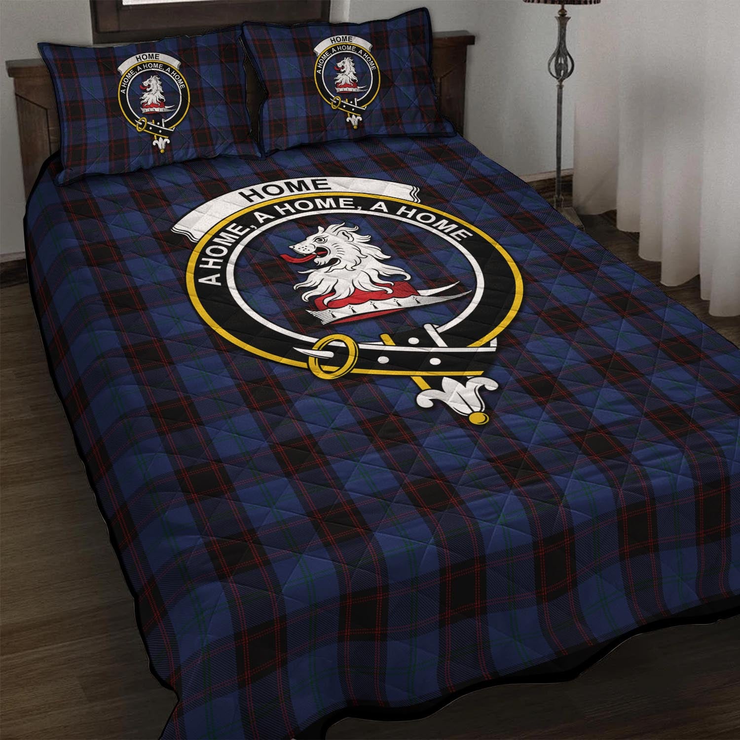 Home (Hume) Tartan Quilt Bed Set with Family Crest - Tartan Vibes Clothing