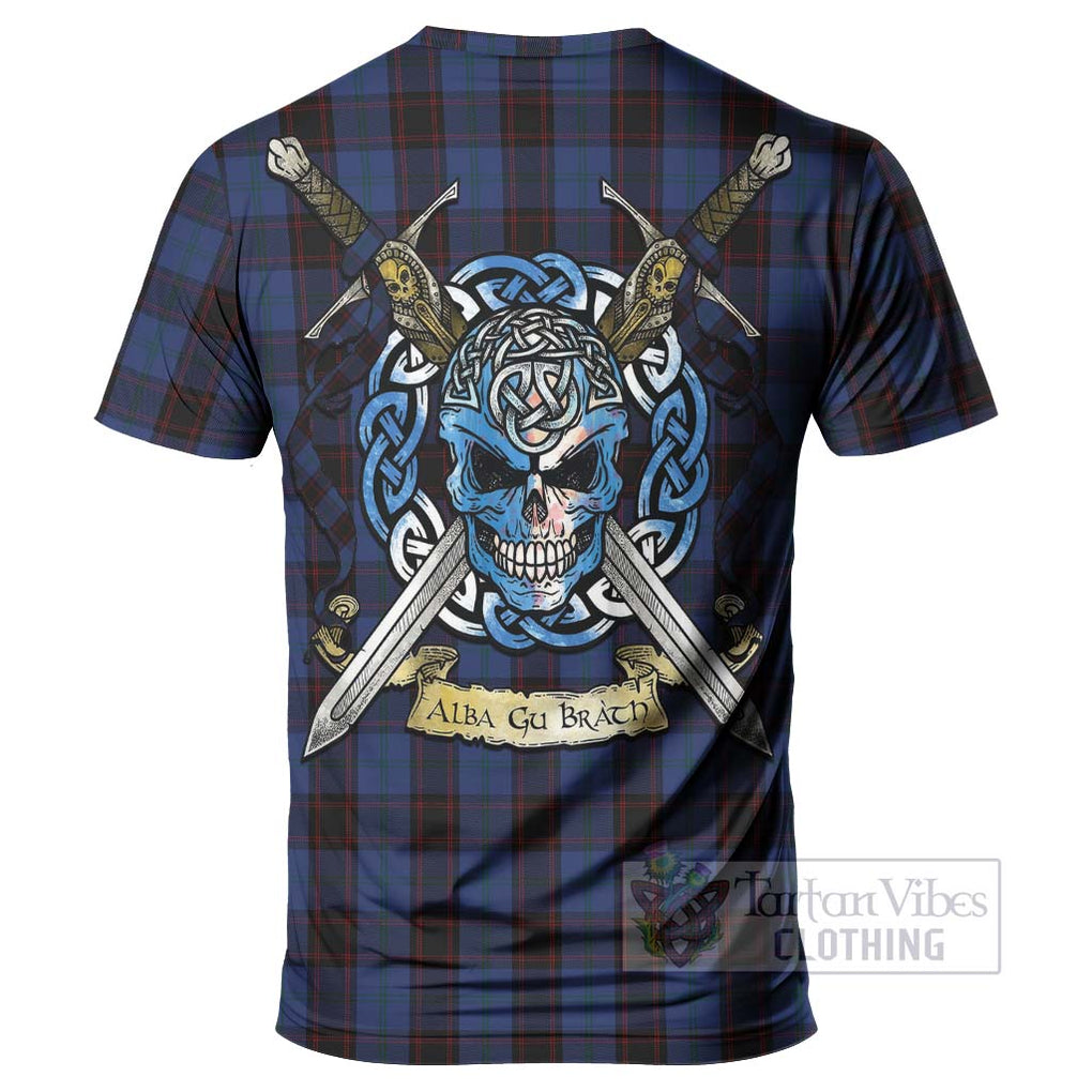 Tartan Vibes Clothing Home (Hume) Tartan T-Shirt with Family Crest Celtic Skull Style