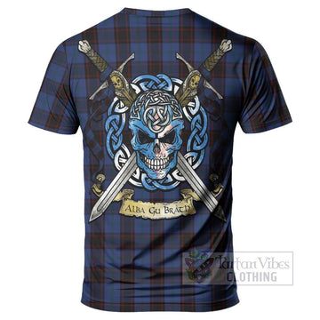 Home (Hume) Tartan T-Shirt with Family Crest Celtic Skull Style