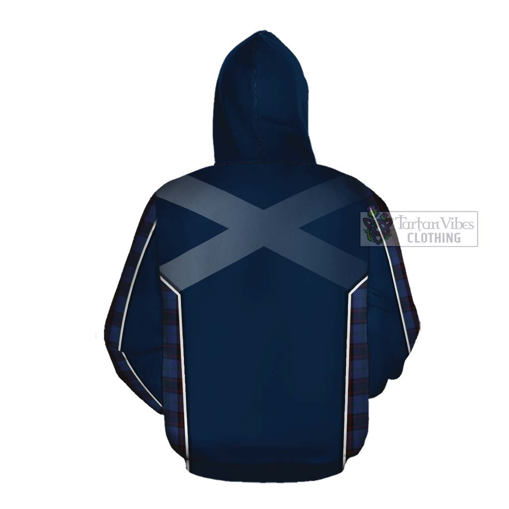 Tartan Vibes Clothing Home (Hume) Tartan Cotton Hoodie with Family Crest and Scottish Thistle Vibes Sport Style