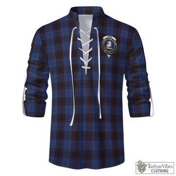 Home (Hume) Tartan Men's Scottish Traditional Jacobite Ghillie Kilt Shirt with Family Crest