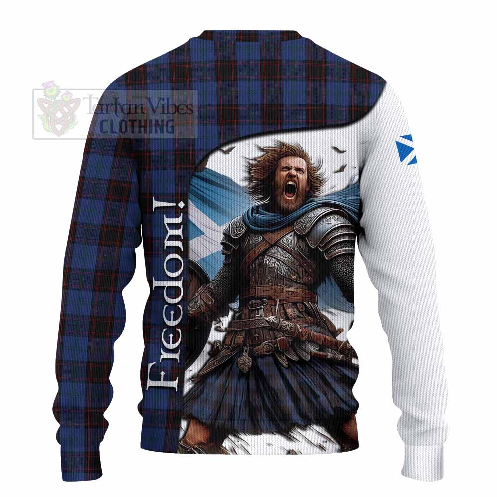 Tartan Vibes Clothing Home (Hume) Crest Tartan Knitted Sweater Inspired by the Freedom of Scottish Warrior