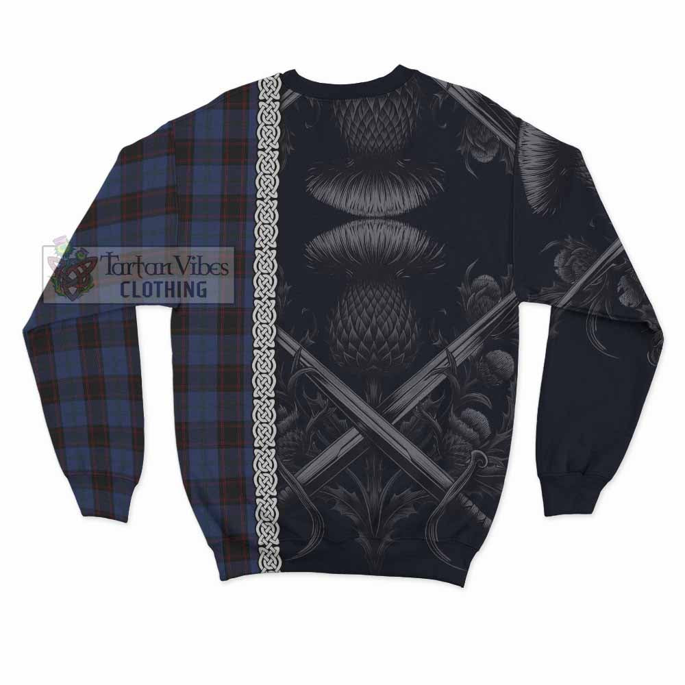 Tartan Vibes Clothing Home (Hume) Tartan Sweatshirt with Family Crest Cross Sword Thistle Celtic Vibes