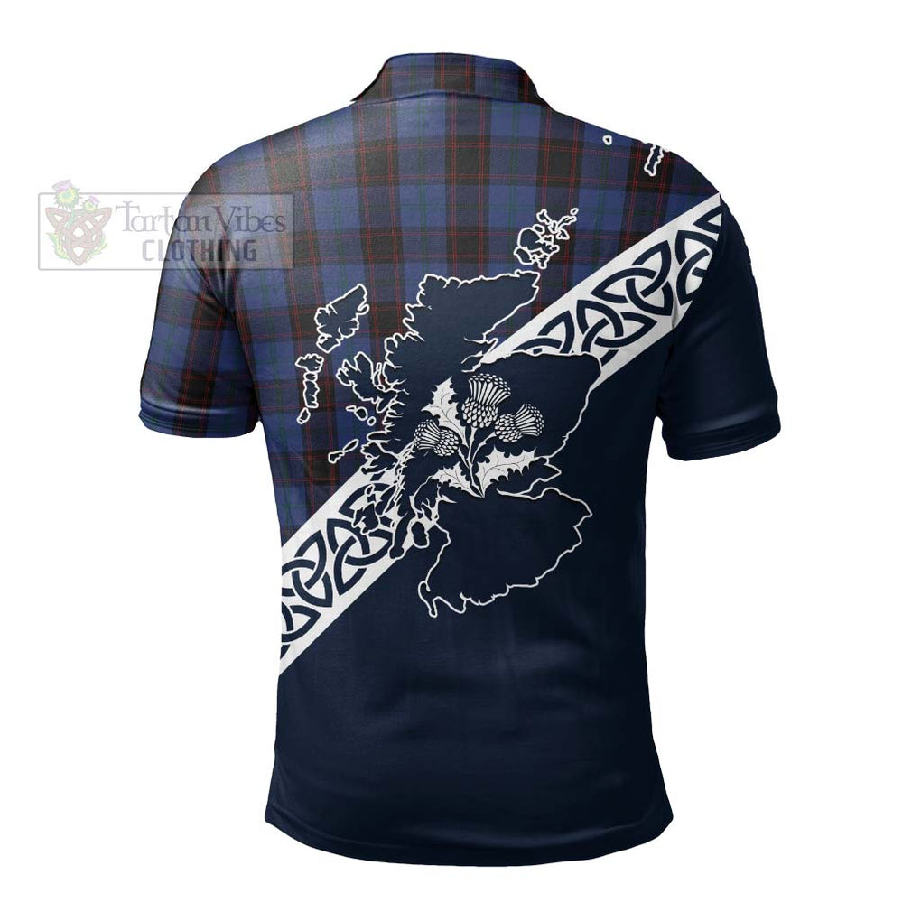 Home (Hume) Tartan Polo Shirt Featuring Thistle and Scotland Map - Tartanvibesclothing Store