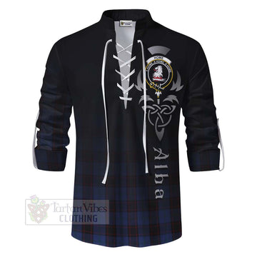 Home (Hume) Tartan Ghillie Kilt Shirt Featuring Alba Gu Brath Family Crest Celtic Inspired