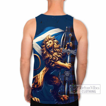 Home (Hume) Tartan Family Crest Men's Tank Top with Scottish Majestic Lion