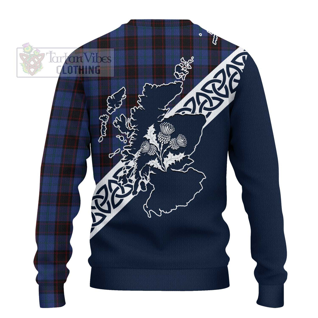 Tartan Vibes Clothing Home (Hume) Tartan Knitted Sweater Featuring Thistle and Scotland Map