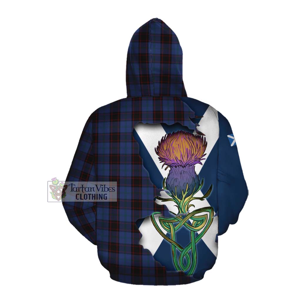 Home (Hume) Tartan Family Crest Cotton Hoodie Scottish Thistle Celtic Inspired Pullover Hoodie - Tartan Vibes Clothing